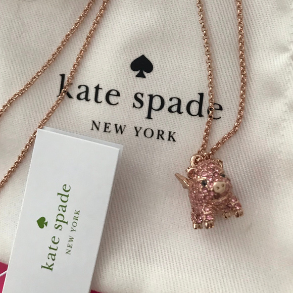 kate spade Jewelry - Kate Spade Pave Flying Piglet Necklace